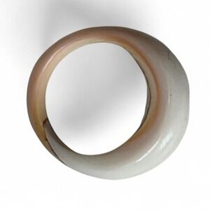 Vintage 90s Minimalist Hand Carved Natural Shell Ring, Women's Size 8